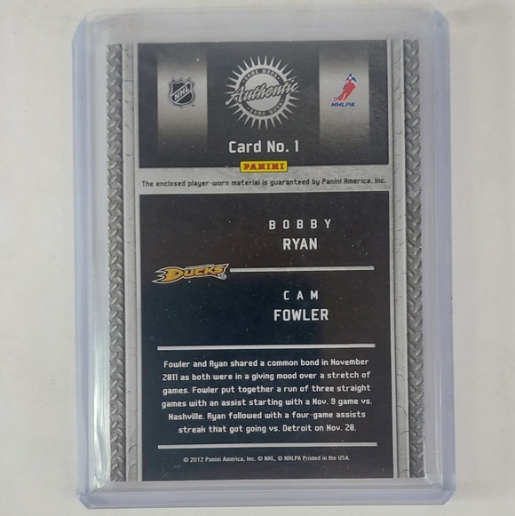 Bobby Ryan/Cam Fowler Dual Prime Game Worn Gear Patch Cards #16/50 - Picture 2 of 2